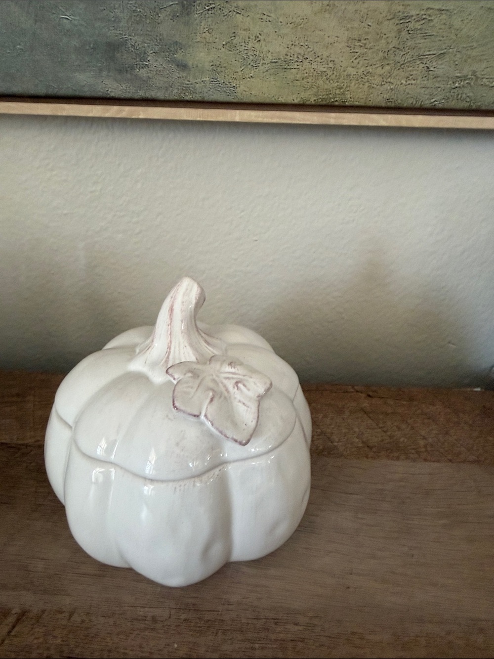 Pier 1 White Ceramic Pumpkin Box